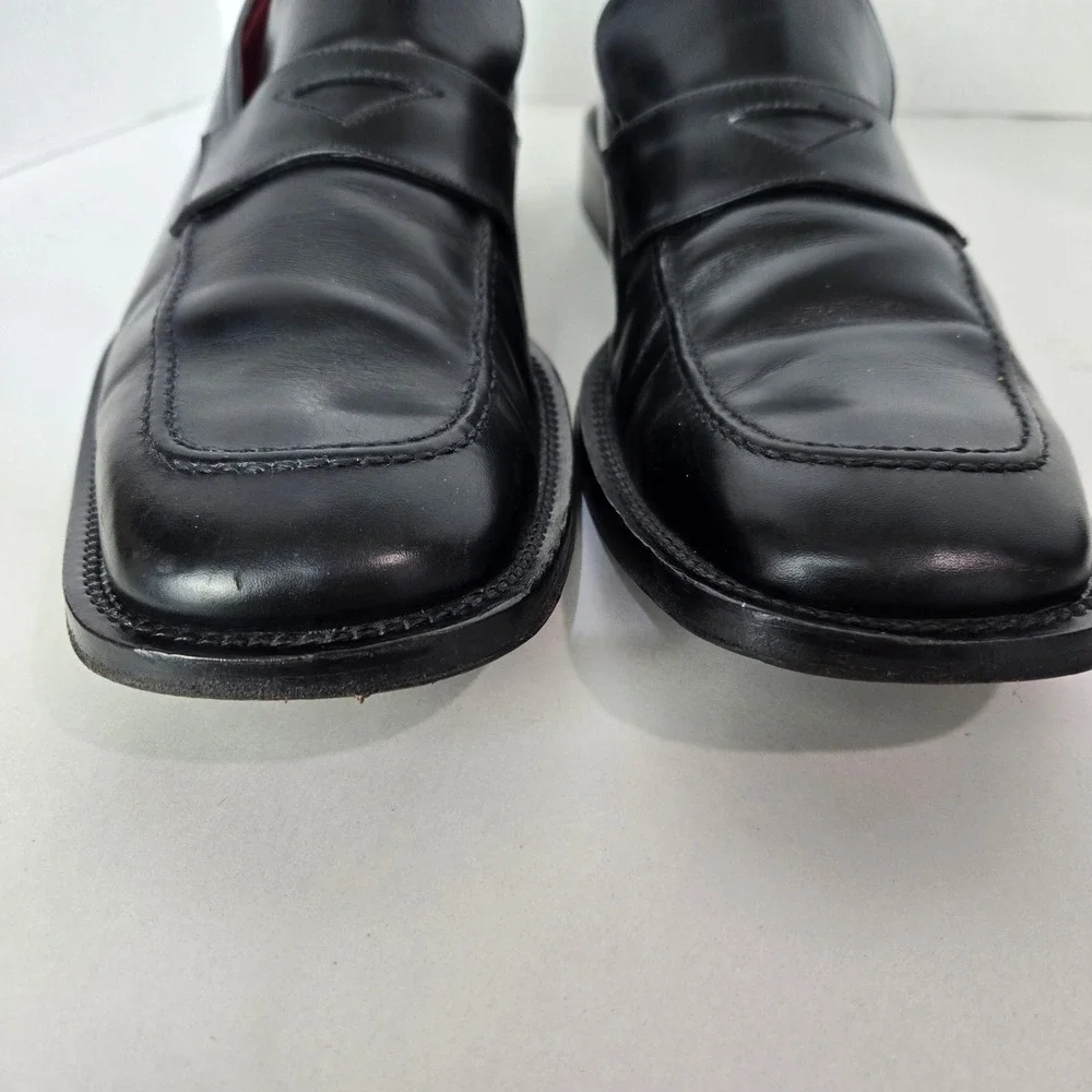 Bruno Magli Size 10 Huntley Penny Loafers Black Italian Leather Square Toe #1116